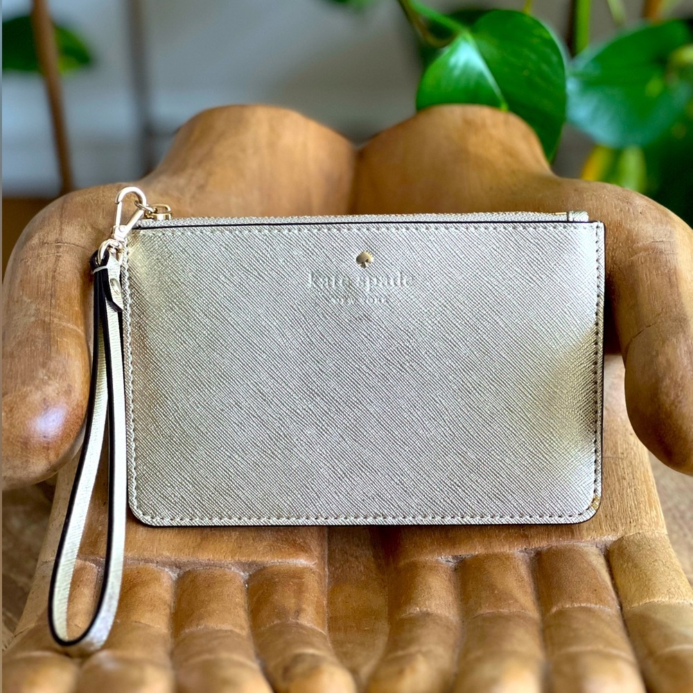Kate Spade Gold Metallic Wristlet EUC